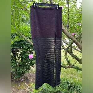 Too Chez Red & Black Knit Overlay Maxi Skirt Size Medium